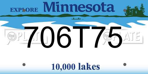 706T75 Minnesota License Plate