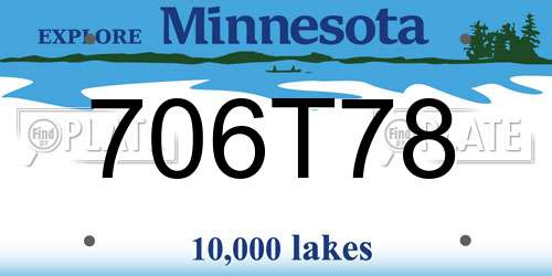 706T78 Minnesota License Plate