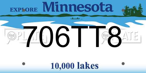 706TT8 Minnesota License Plate