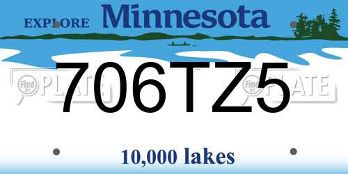 706TZ5 Minnesota License Plate