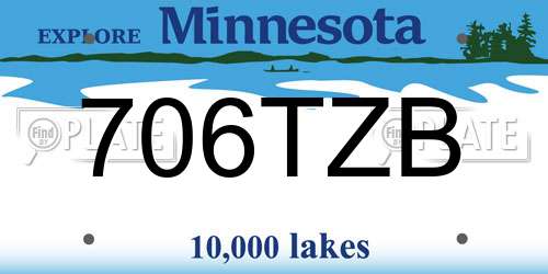706TZB Minnesota License Plate