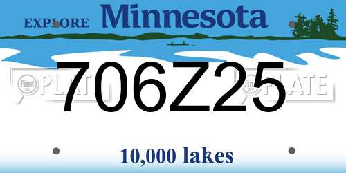 706Z25 Minnesota License Plate