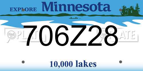706Z28 Minnesota License Plate