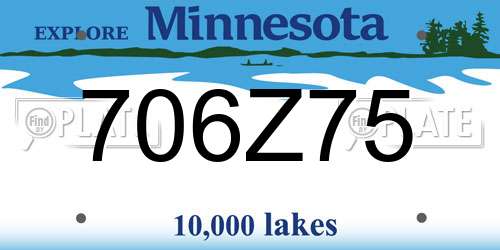 706Z75 Minnesota License Plate