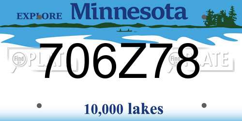 706Z78 Minnesota License Plate