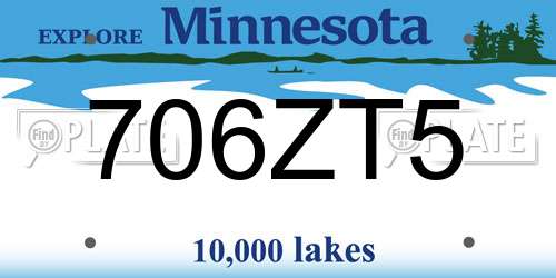706ZT5 Minnesota License Plate