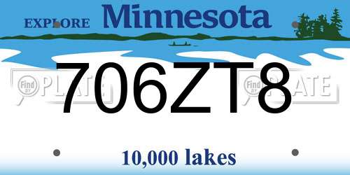 706ZT8 Minnesota License Plate