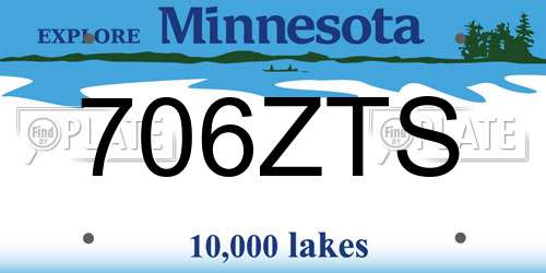 706ZTS Minnesota License Plate