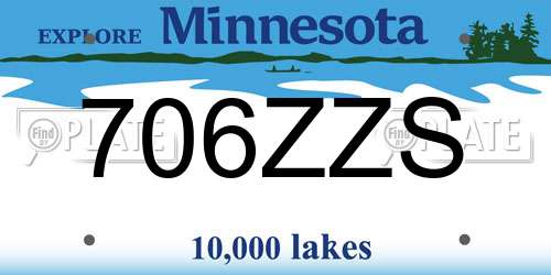 706ZZS Minnesota License Plate