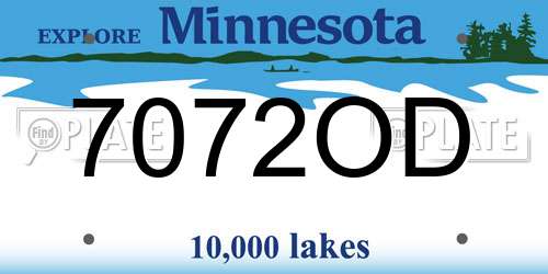 7072OD Minnesota License Plate