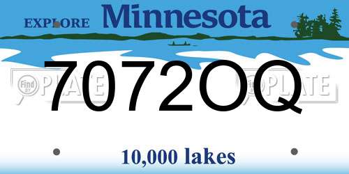 7072OQ Minnesota License Plate