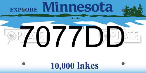 7077DD Minnesota License Plate