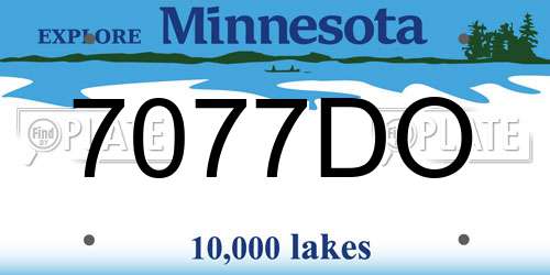 7077DO Minnesota License Plate