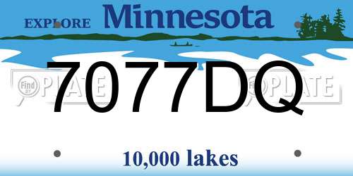 7077DQ Minnesota License Plate