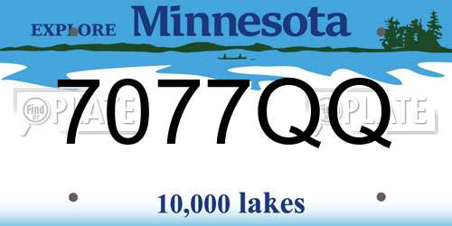 7077QQ Minnesota License Plate