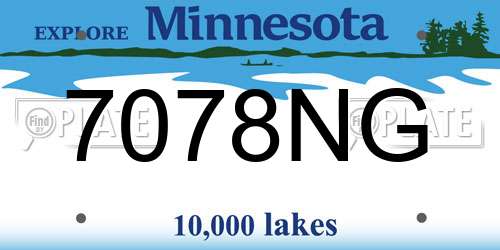 7078NG Minnesota License Plate