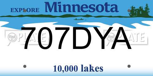 707DYA Minnesota License Plate