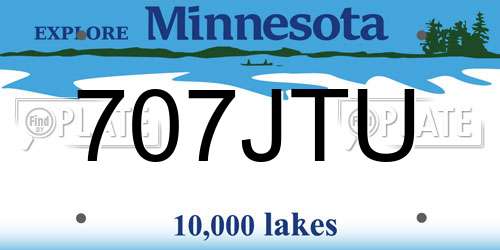 707JTU Minnesota License Plate