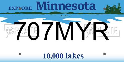 707MYR Minnesota License Plate