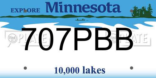 707PBB Minnesota License Plate