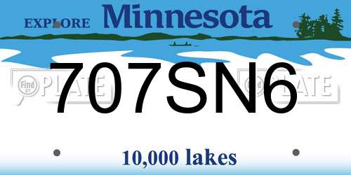 707SN6 Minnesota License Plate