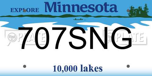 707SNG Minnesota License Plate
