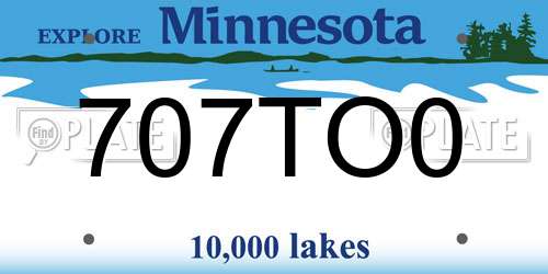 707TO0 Minnesota License Plate