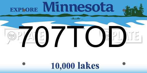 707TOD Minnesota License Plate
