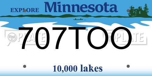 707TOO Minnesota License Plate