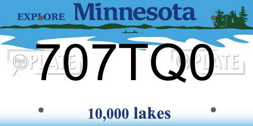 707TQ0 Minnesota License Plate