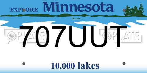 707UUT Minnesota License Plate