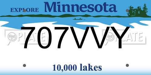 707VVY Minnesota License Plate