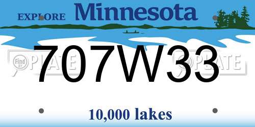 707W33 Minnesota License Plate