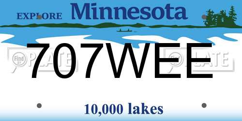 707WEE Minnesota License Plate