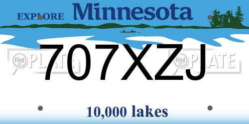 707XZJ Minnesota License Plate