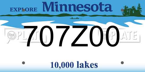 707Z00 Minnesota License Plate