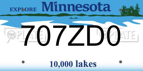 707ZD0 Minnesota License Plate