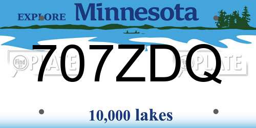 707ZDQ Minnesota License Plate