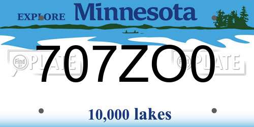 707ZO0 Minnesota License Plate