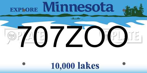 707ZOO Minnesota License Plate