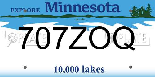 707ZOQ Minnesota License Plate