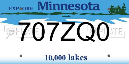 707ZQ0 Minnesota License Plate
