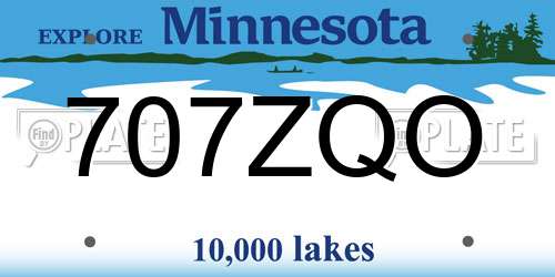 707ZQO Minnesota License Plate