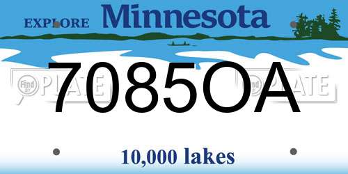 7085OA Minnesota License Plate