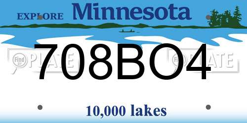 708BO4 Minnesota License Plate