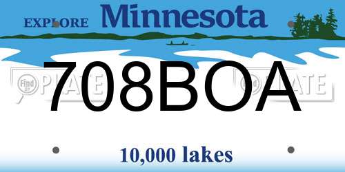 708BOA Minnesota License Plate