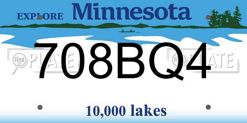 708BQ4 Minnesota License Plate