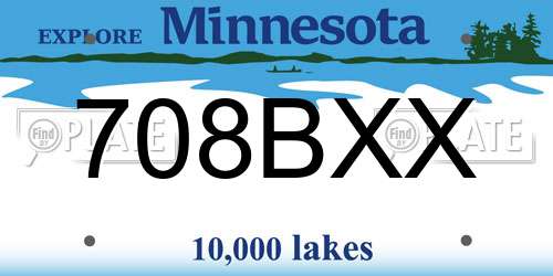 708BXX Minnesota License Plate
