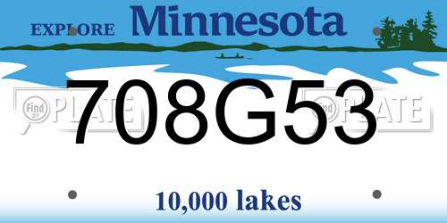 708G53 Minnesota License Plate