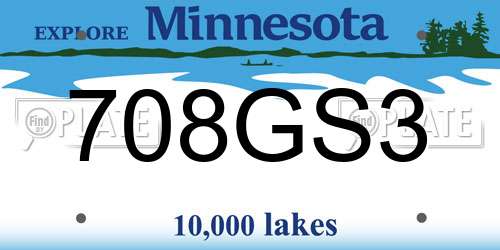708GS3 Minnesota License Plate